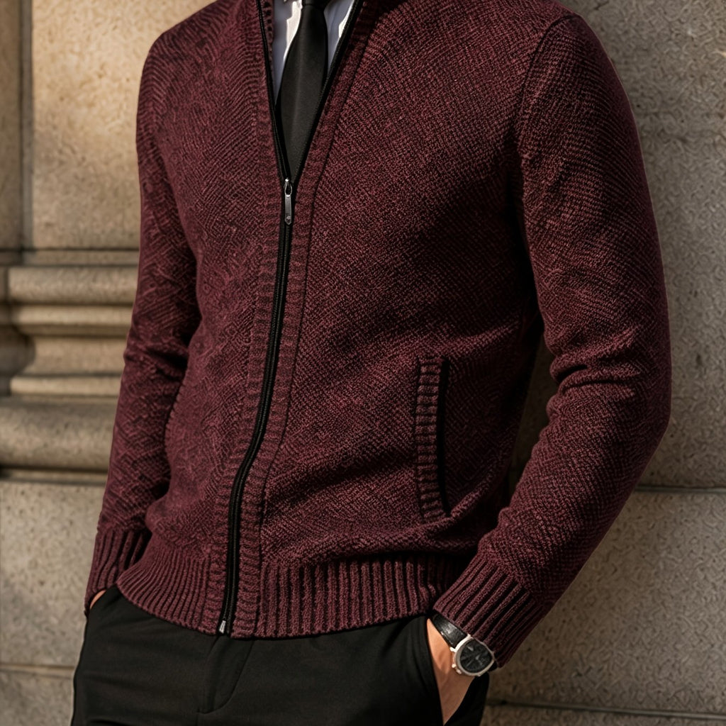 Patch Pockets Cardigan with Stand Collar