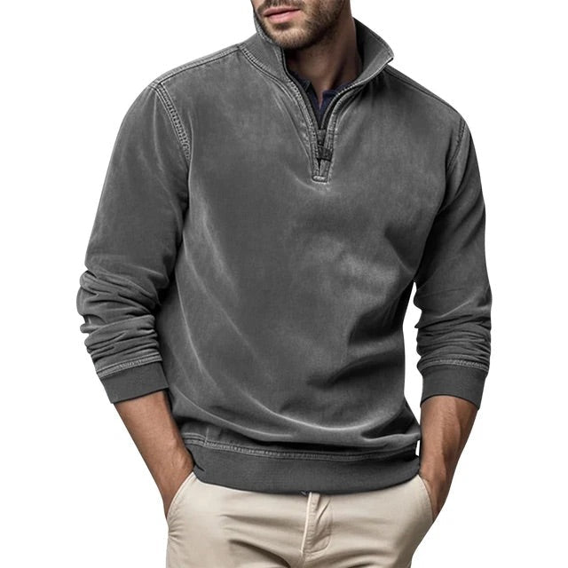 Gray quarter Zip Pullover for Men