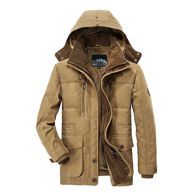 Khaki Hooded Parka for men
