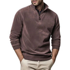 Dark Brown quarter Zip Pullover for Men