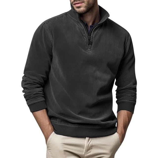 Black quarter Zip Pullover for Men