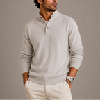 Mens polo sweater in Light Gray, front view on a model