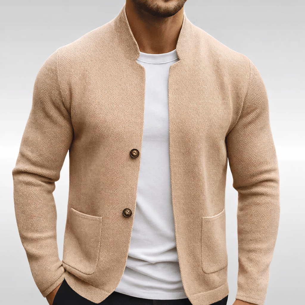 Beige Knit Cardigan for men