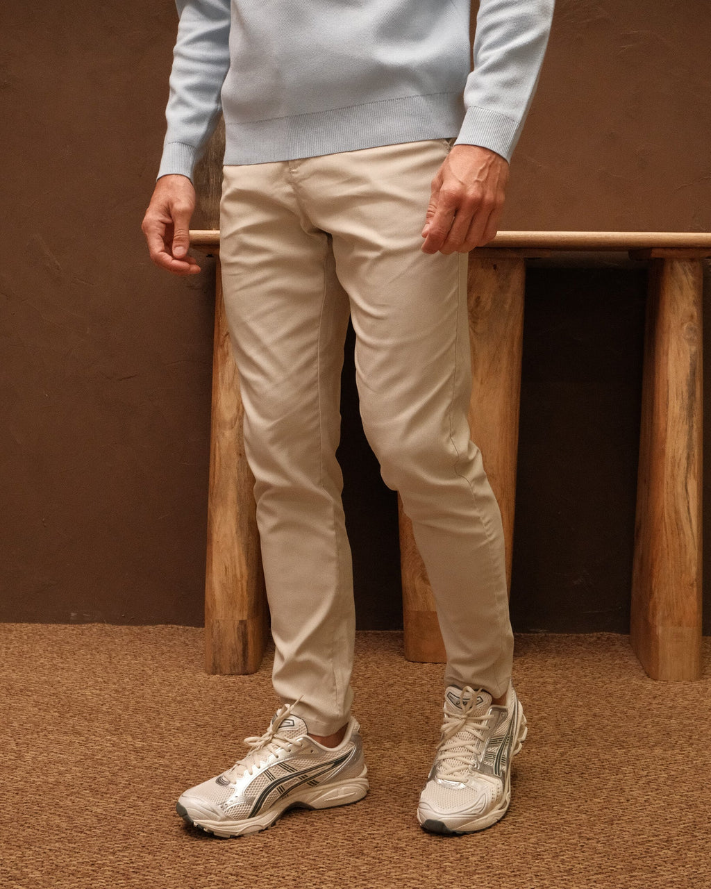 Flat Front Chinos with Tapered Leg