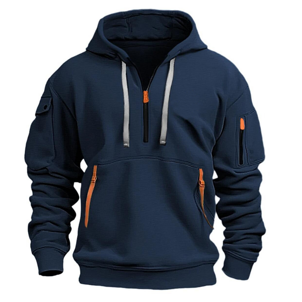 Navy Quarter Zip Hoodie for men