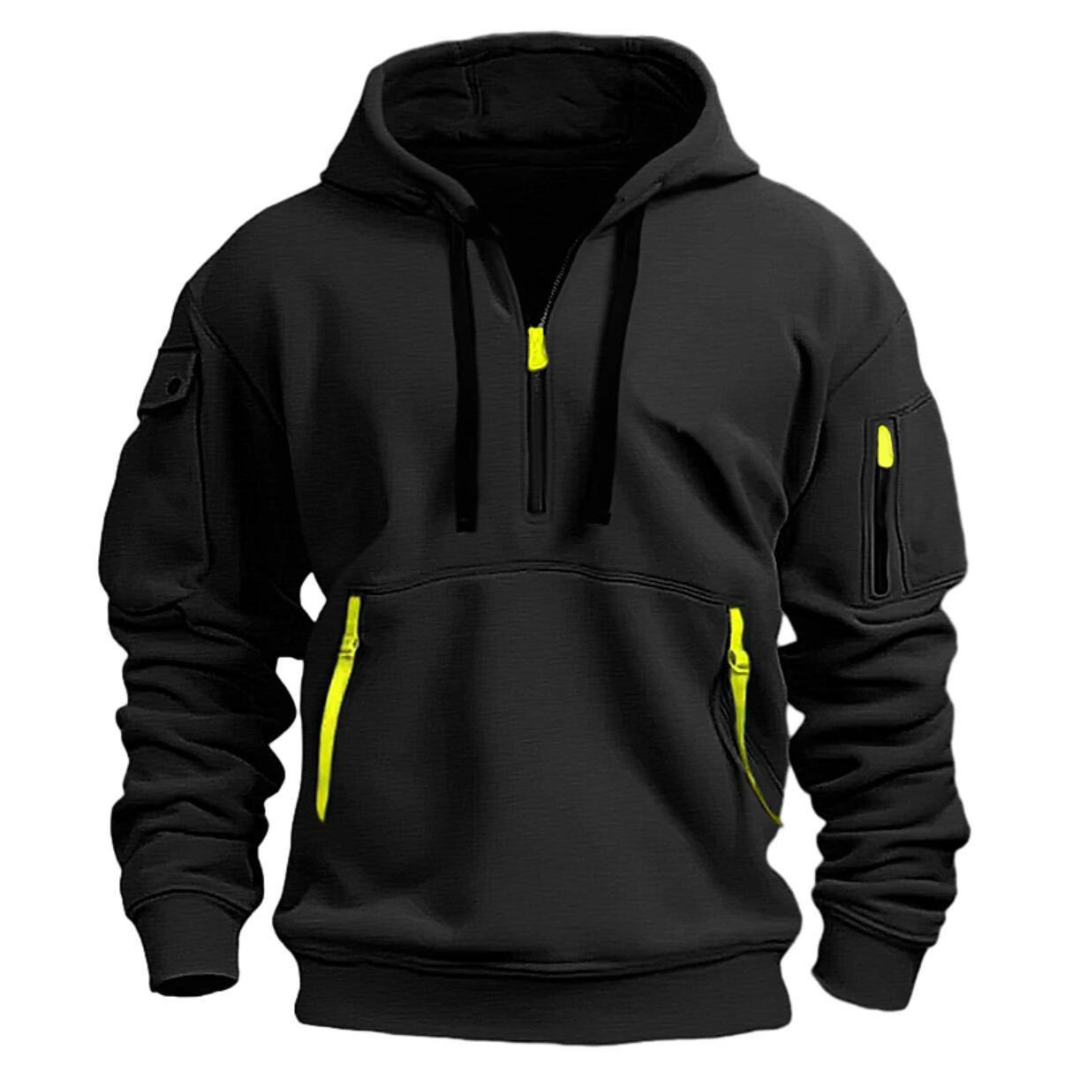 Black Quarter Zip Hoodie for men