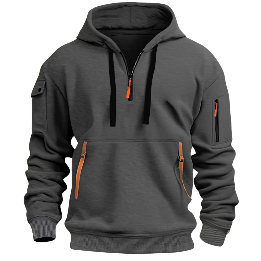 Dark Gray Quarter Zip Hoodie for men