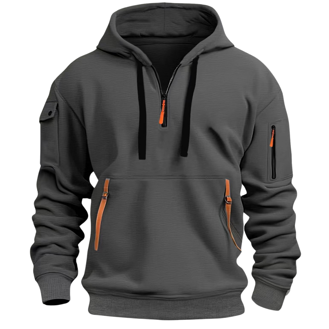 Dark Gray Quarter Zip Hoodie for men