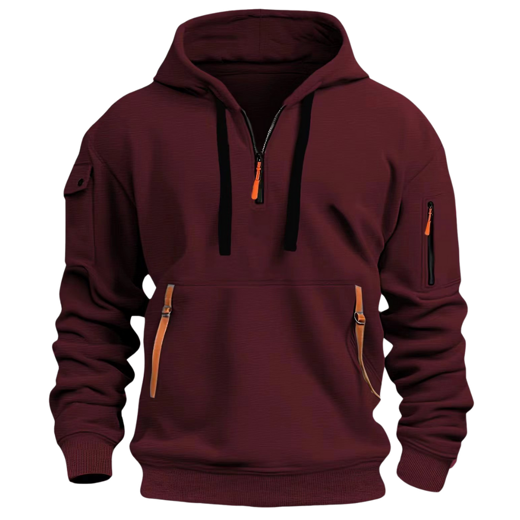 Red Quarter Zip Hoodie for men