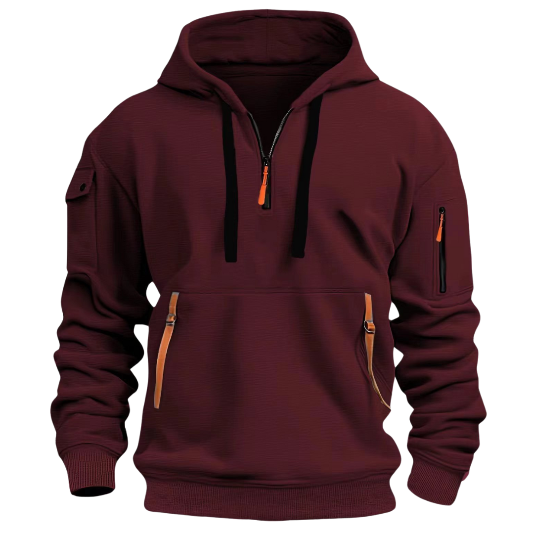 Red Quarter Zip Hoodie for men