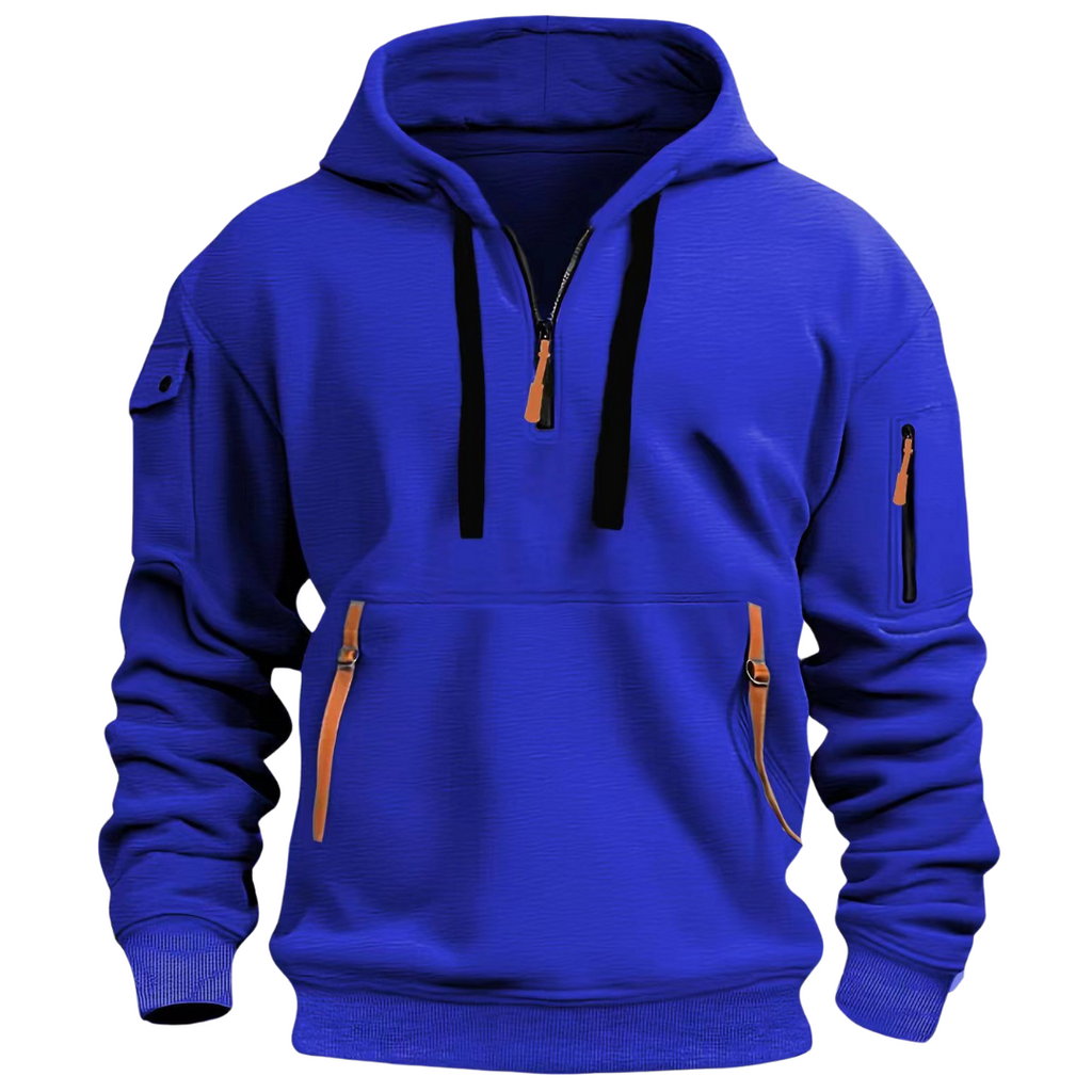 Blue Quarter Zip Hoodie for men