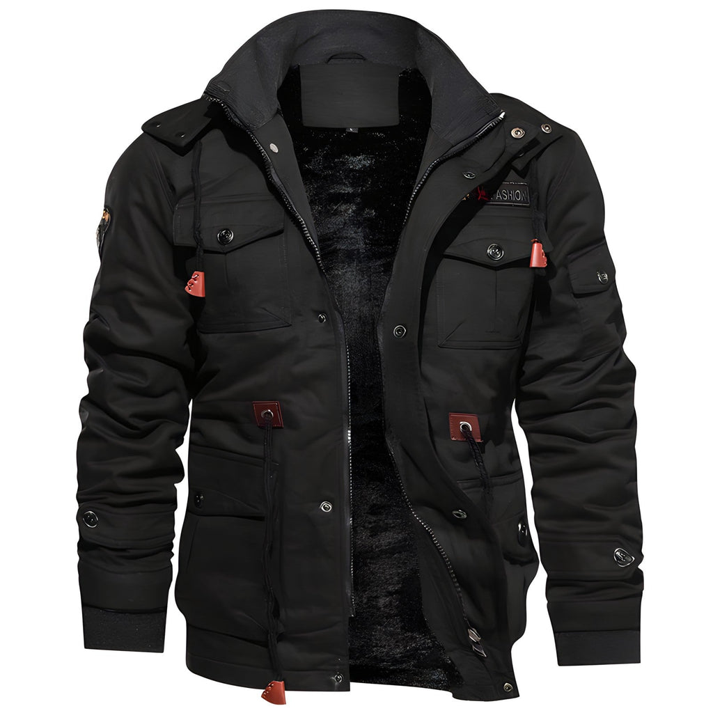 Black Hooded Military Jacket for men