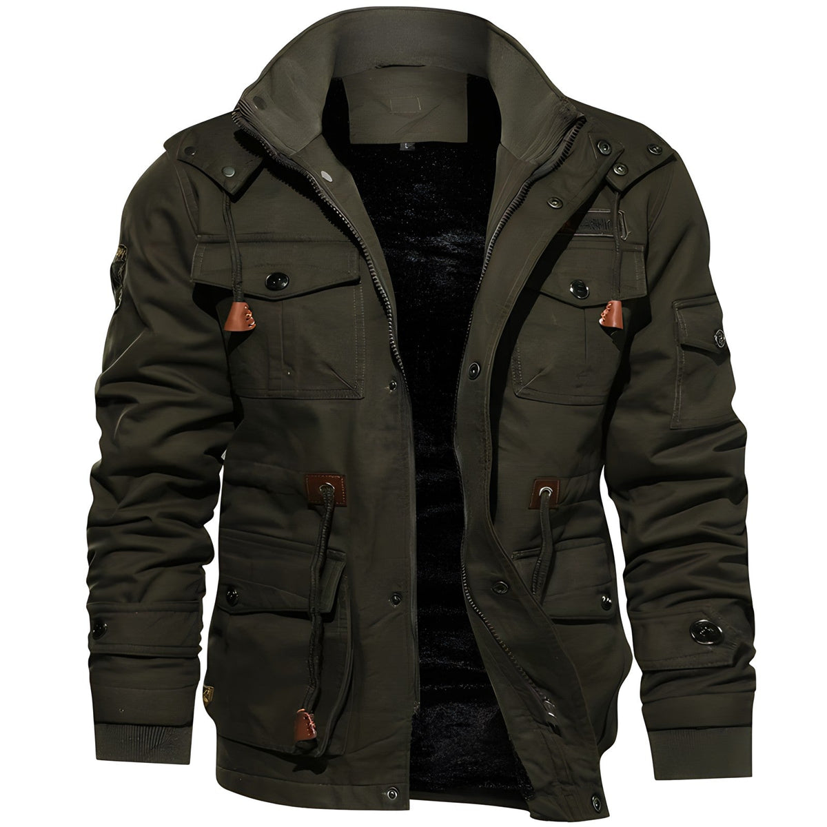Green Hooded Military Jacket for men