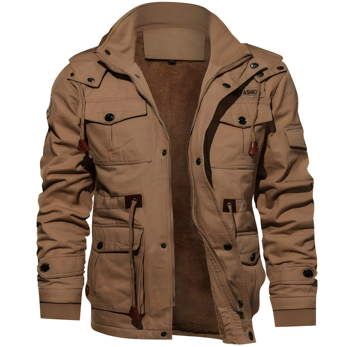 Khaki Hooded Military Jacket for men