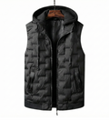 Black Hooded Puffer Vest for men
