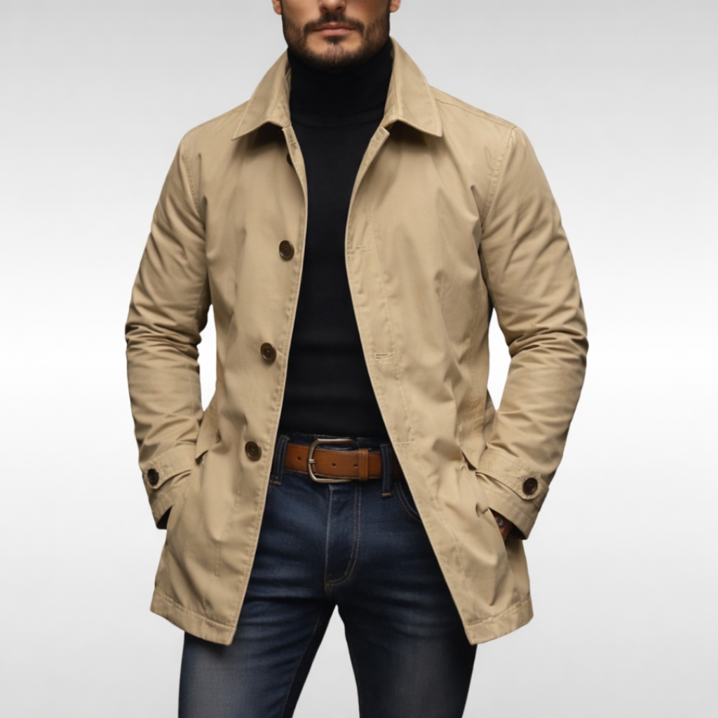 Beige Car Coat for men