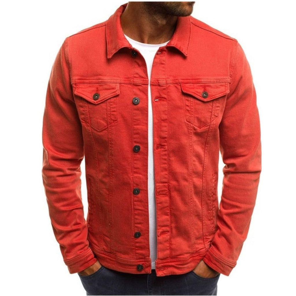 Red trucker Denim Jacket for Men