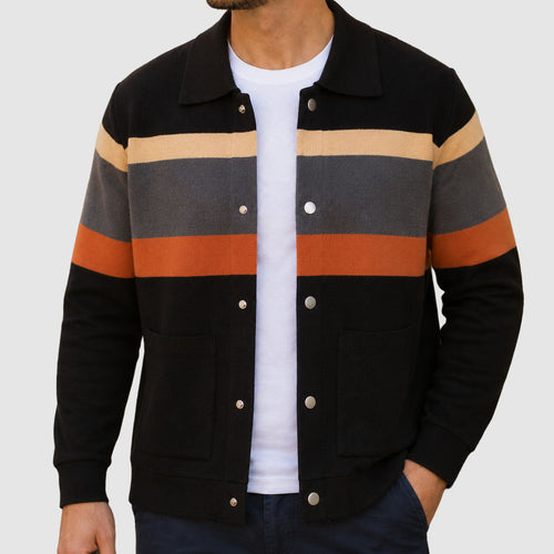Color Block Cardigan for Men in Tan