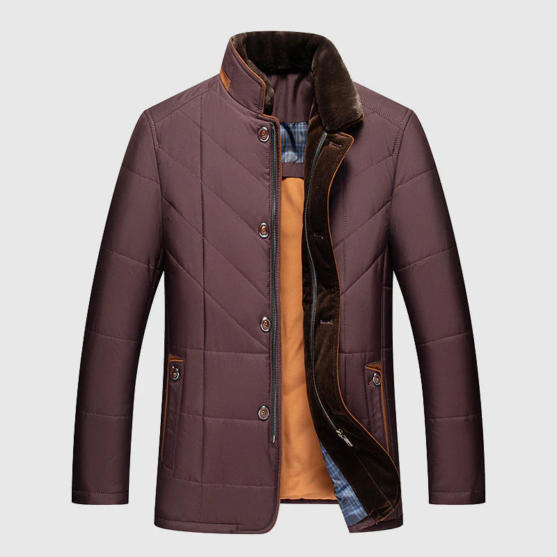 Burgundy Quilted Winter Jacket for men