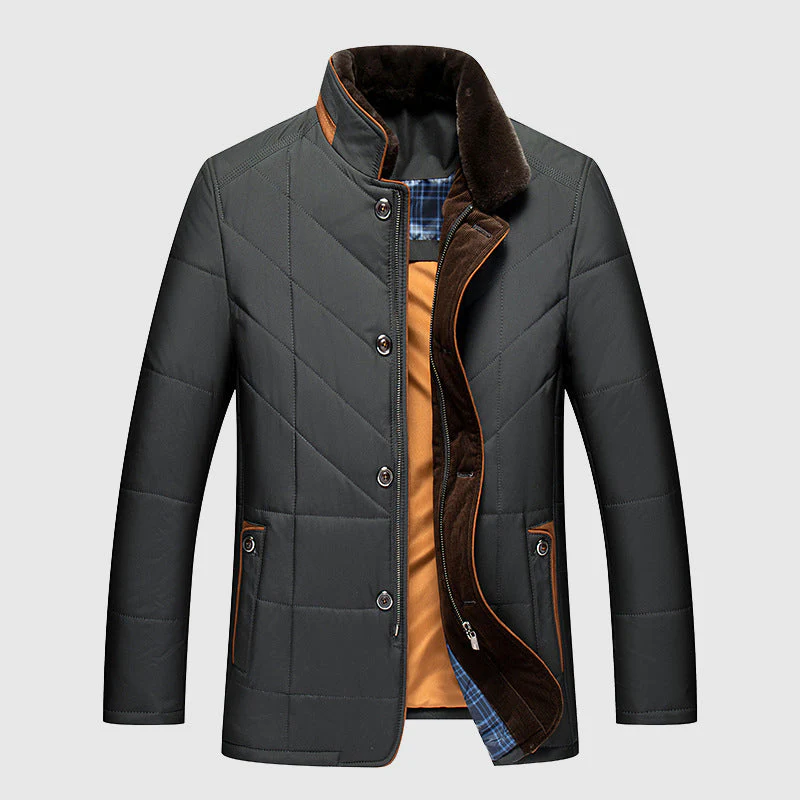 Black Quilted Winter Jacket for men