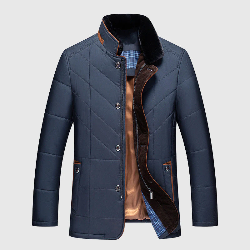 Navy Quilted Winter Jacket for men