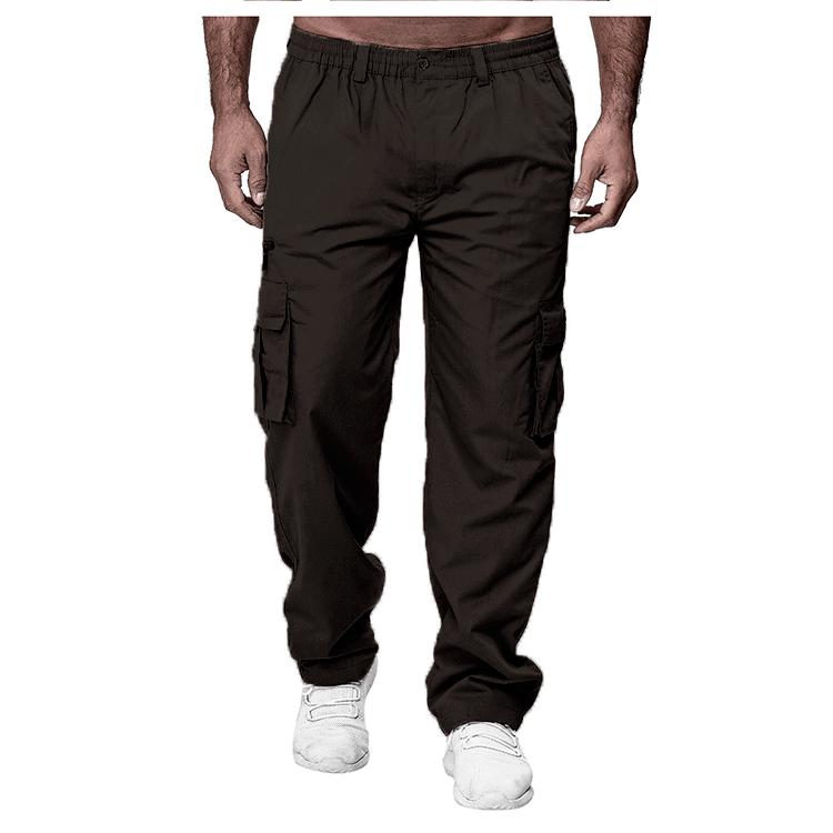 Brown elastic Waist Cargo Pants for Men
