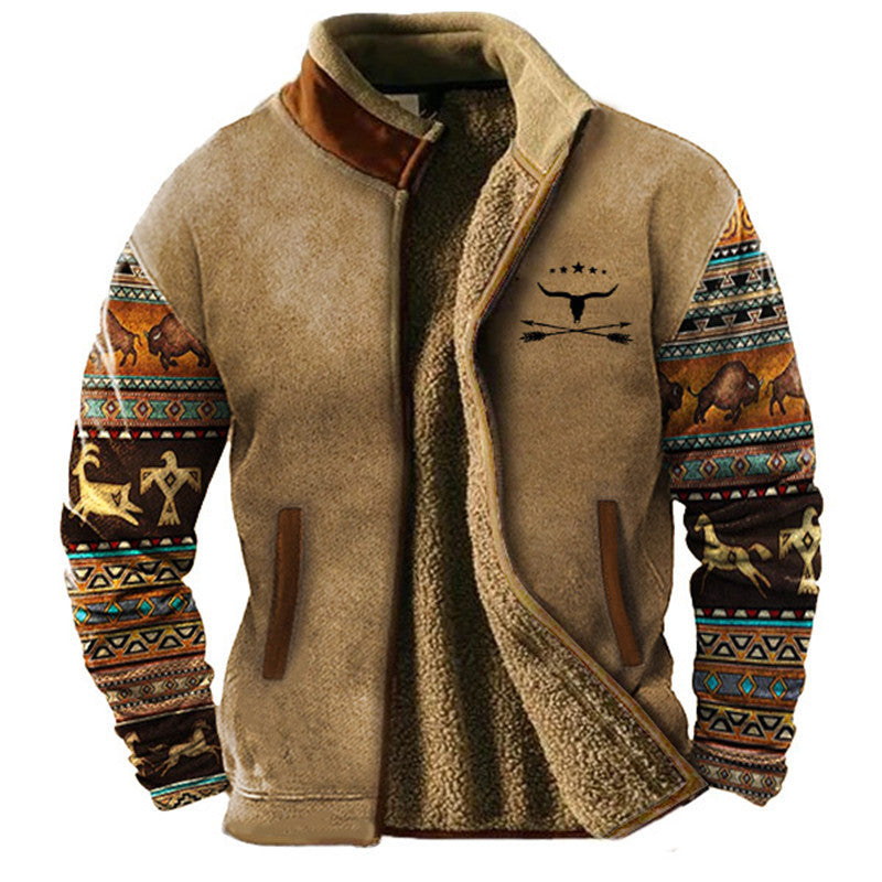 Tan Sherpa Lined Fleece Jacket for men