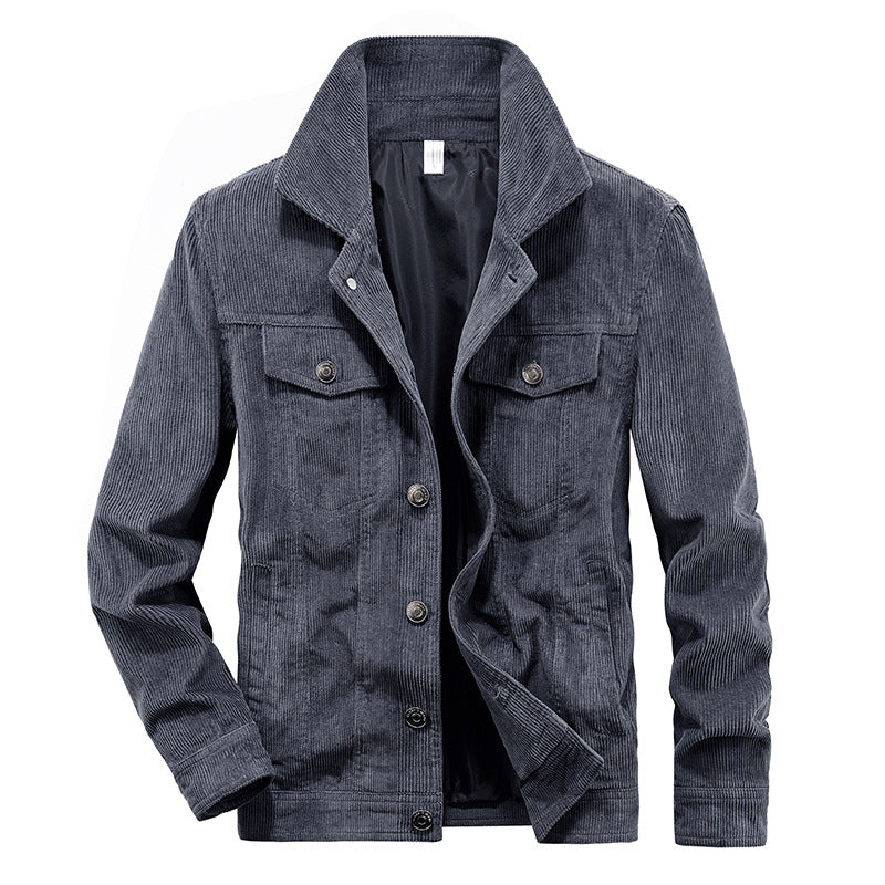 Gray Corduroy Trucker Jacket for men