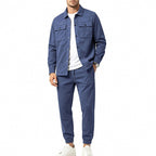 Navy overshirt Two Piece Set for Men
