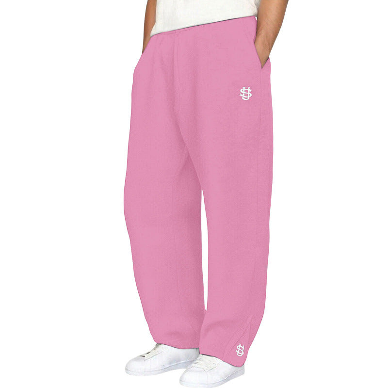 Mens sweatpants in Pink, close front view