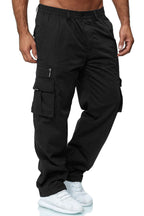 Black elastic Waist Cargo Pants for Men