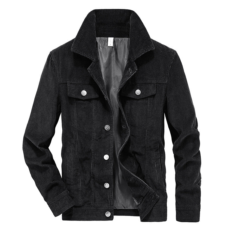 Black Corduroy Trucker Jacket for men