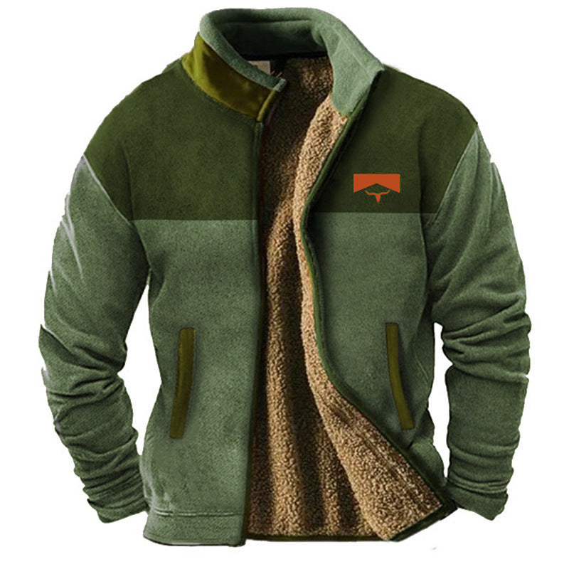 Green Sherpa Lined Fleece Jacket for men