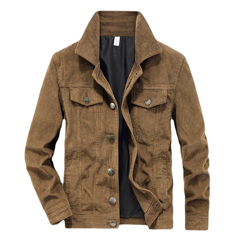 Khaki Corduroy Trucker Jacket for men