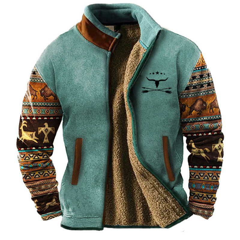 Teal Sherpa Lined Fleece Jacket for men