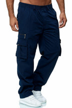 Navy elastic Waist Cargo Pants for Men