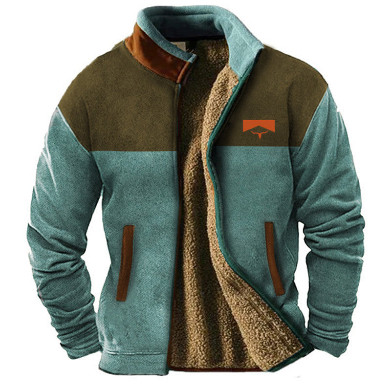 Light Blue Sherpa Lined Fleece Jacket for men