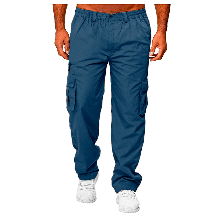 Blue elastic Waist Cargo Pants for Men