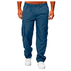 Blue elastic Waist Cargo Pants for Men