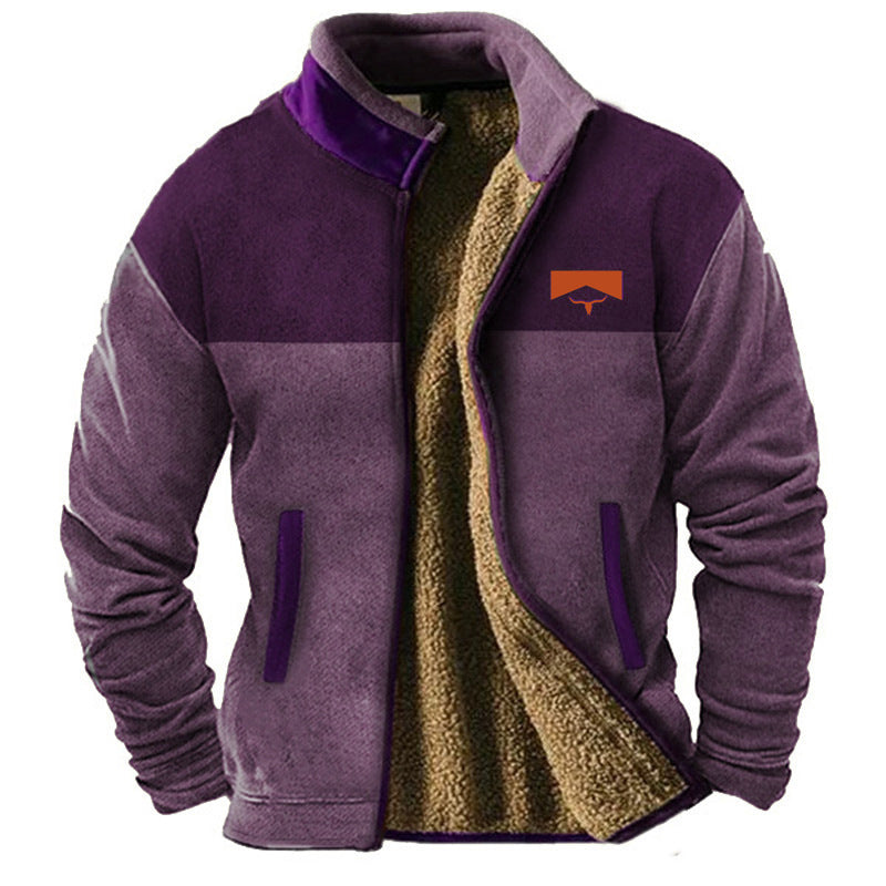 Purple Sherpa Lined Fleece Jacket for men