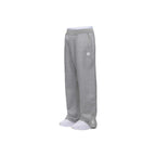 Mens sweatpants in Gray, side view of the wide leg