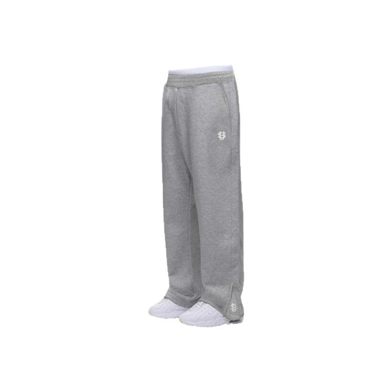 Mens sweatpants in Gray, side view of the wide leg