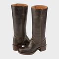 Womens riding boots in Chocolate with stacked block heel