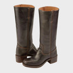 Womens riding boots in Chocolate with stacked block heel
