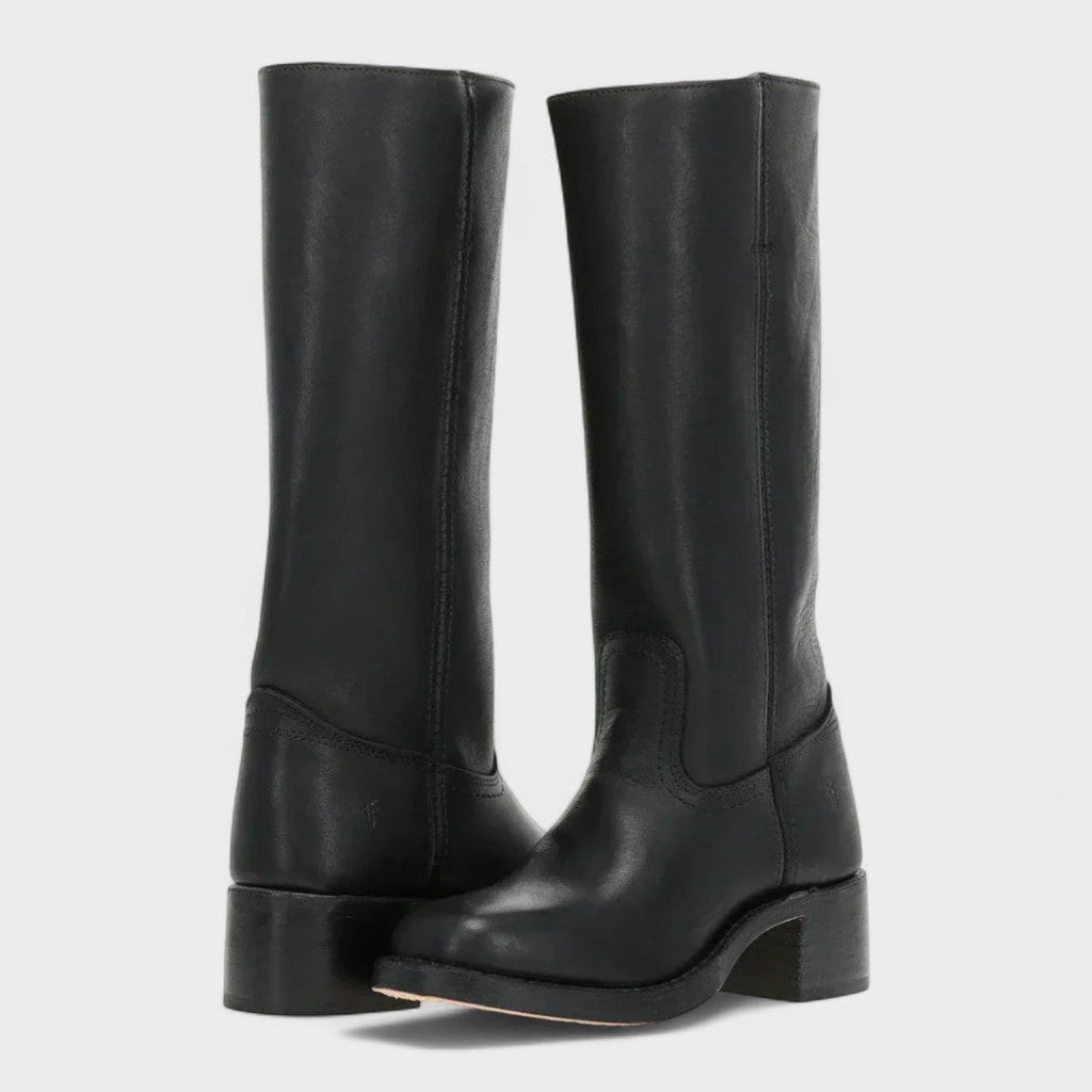 Womens riding boots in Black, tall pull-on shaft