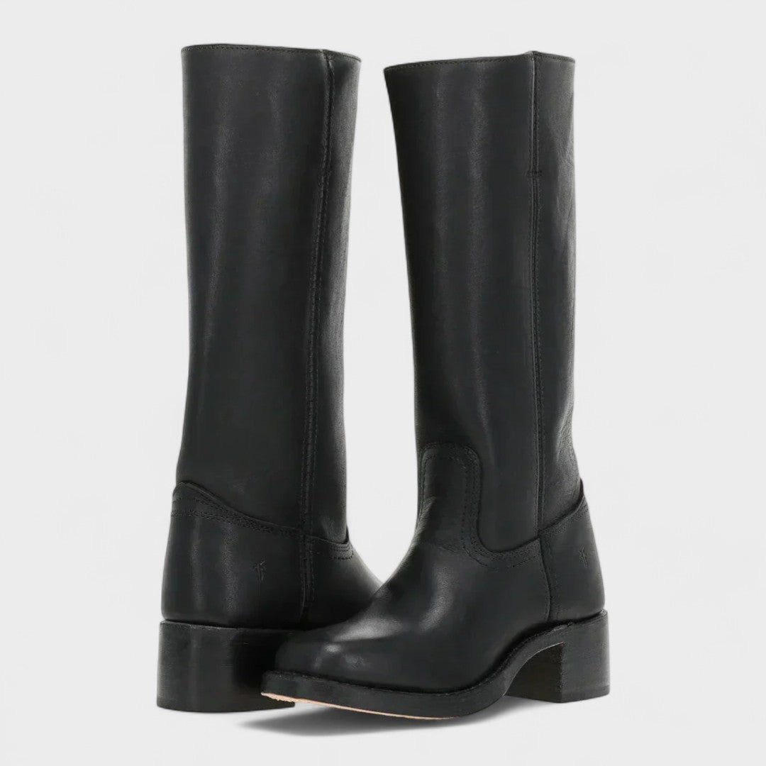 Womens riding boots in Black, tall pull-on shaft