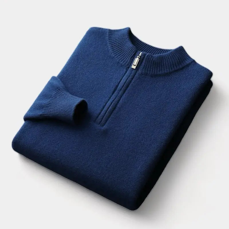 Quarter Zip Sweater with Mock Neck