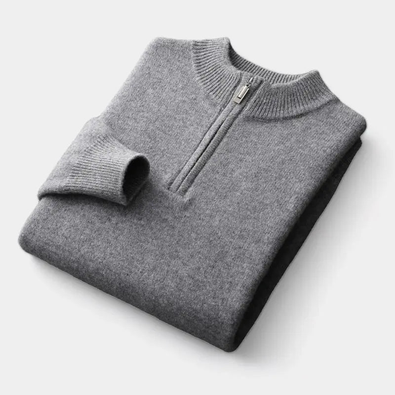 Quarter Zip Sweater with Mock Neck