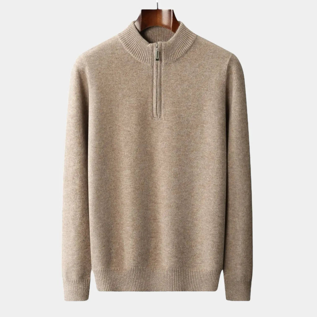 Quarter Zip Sweater with Mock Neck
