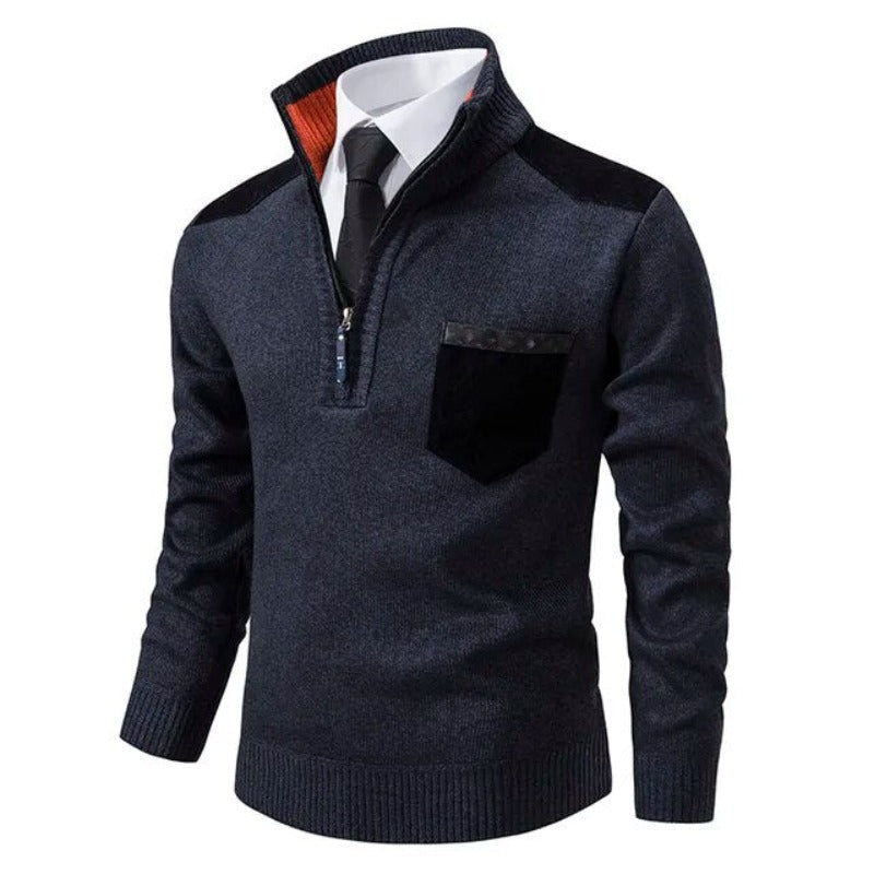 Navy Quarter Zip Sweater for men